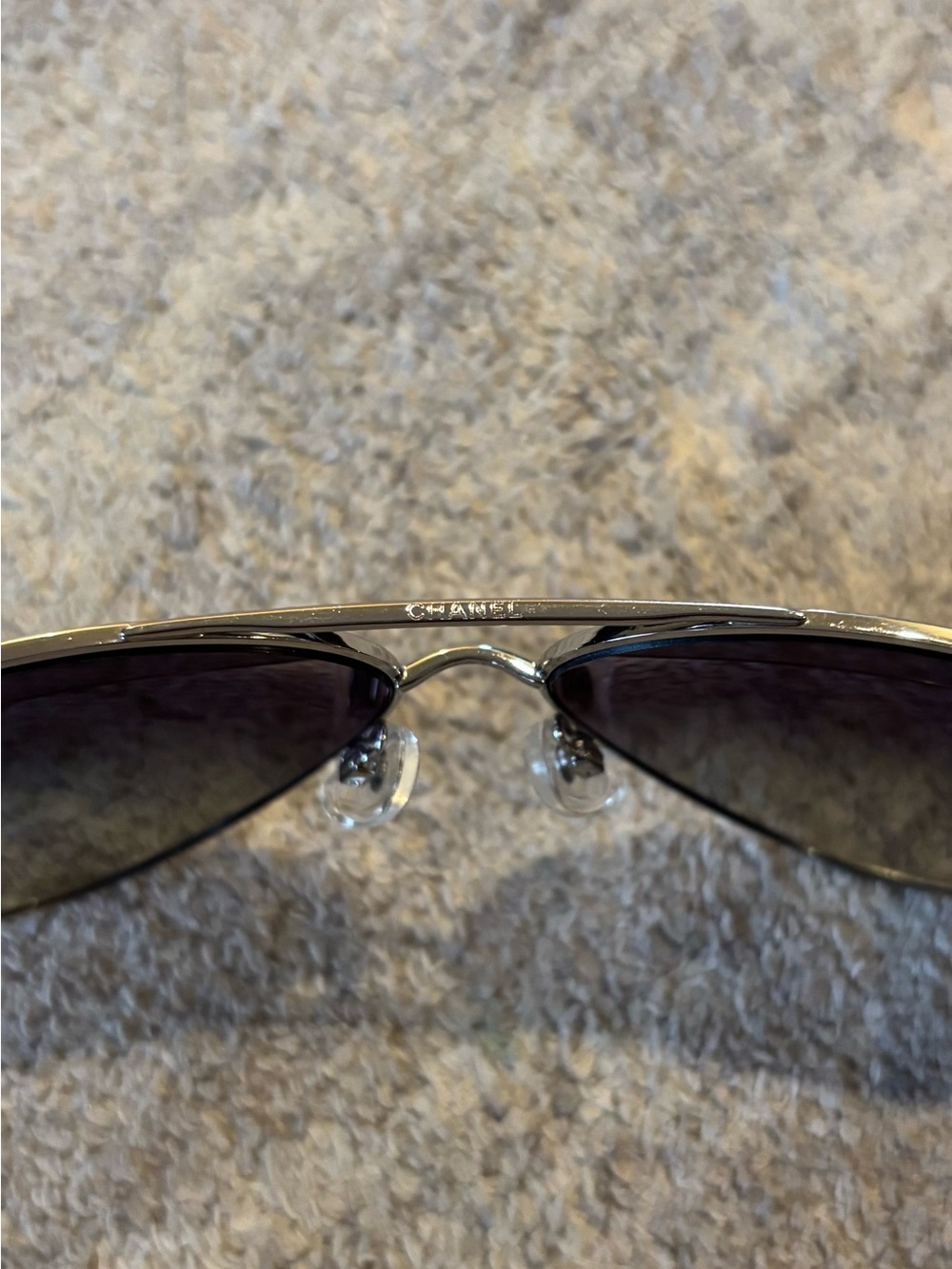CHANEL Silver Aviator Sunglasses with Gradient Black Lenses - Picture 8 of 10